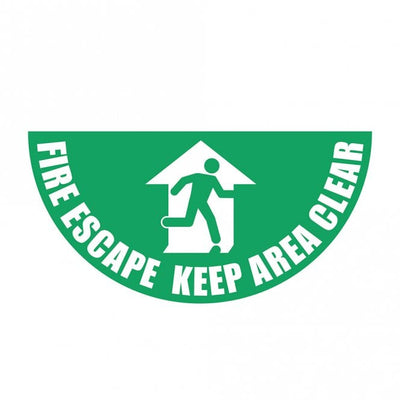 Large Half Circle Floor Marker Graphic Sign 'FIRE ESCAPE KEEP AREA CLEAR' 750 x 375mm