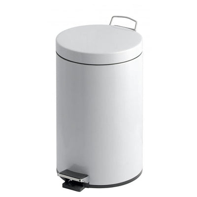 Metal Pedal Bin – White Epoxy Steel Foot Operated Waste Bin, 3L to 20L