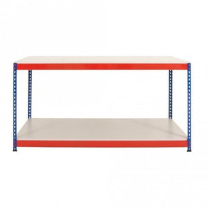 Heavy Duty Rivet Workbench with Melamine Top and Full Storage Shelf