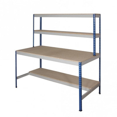Heavy Duty Rivet Workstation with Half Storage Shelf Steel Workbench