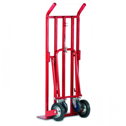 3 Position Heavy Duty Sack Truck 300kg Capacity Steel Red Pneumatic Tyres