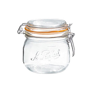 500ml clear embossed clip top glass preserving jar with rubber seal