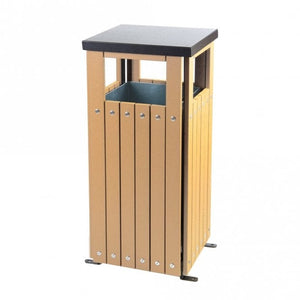 Wood Effect Slatted Square Outdoor Litter Bin - 36 Litre