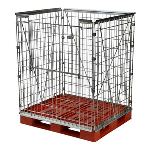 Stackable hinged retention unit 1450mm height with bright zinc plate finish and half-drop gate.
