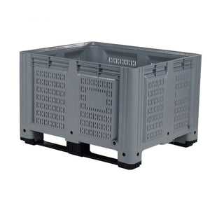 Vented plastic storage box grey